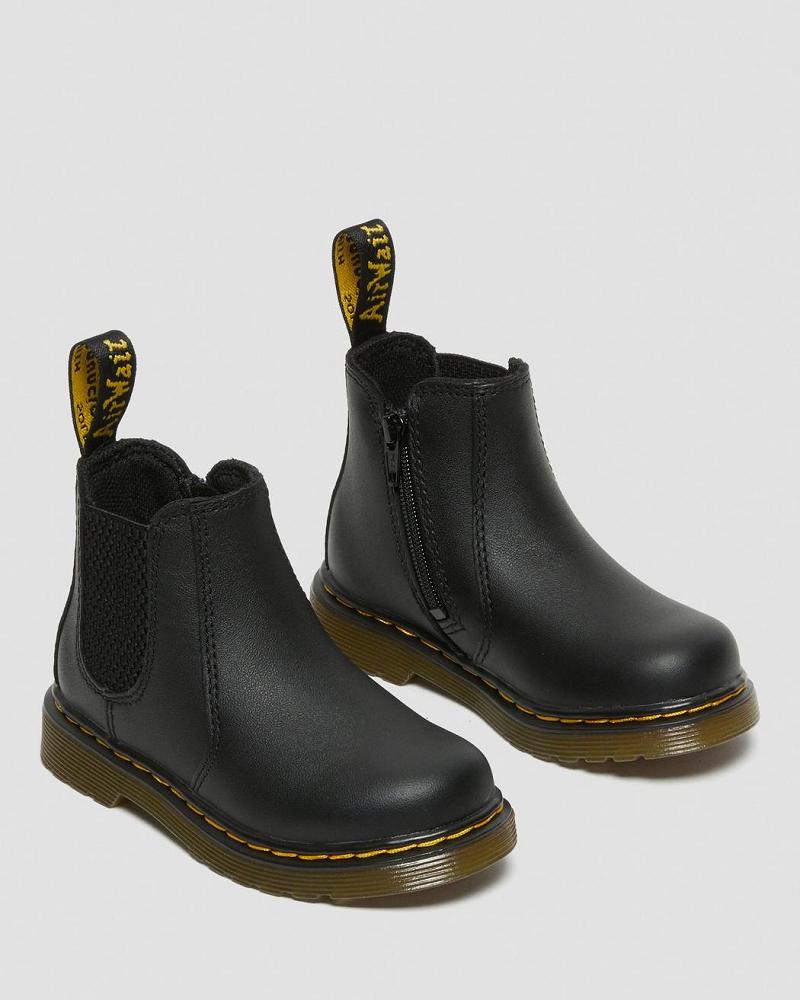 Black Kids' Dr Martens Infant/Toddler 2976 Softy T Leather Chelsea Boots | CA 666VRW